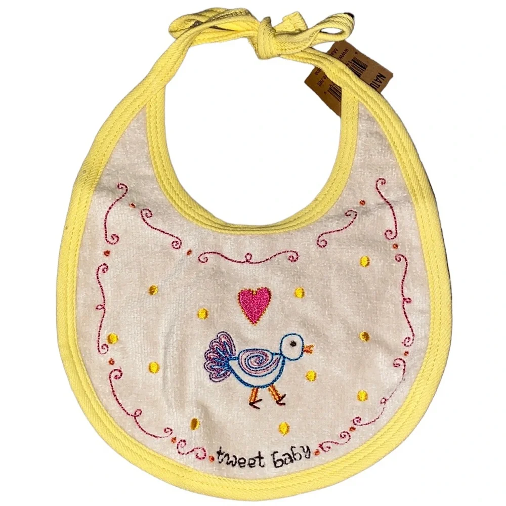 NEW “tweet baby” embroidered baby bird bib